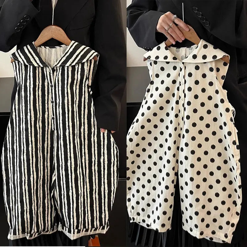 2025 Baby Girls Boys Summer Clothing Fashion Kids Dot Striped Cotton Overalls Pants Children Birthday Clothes Jumpsuits