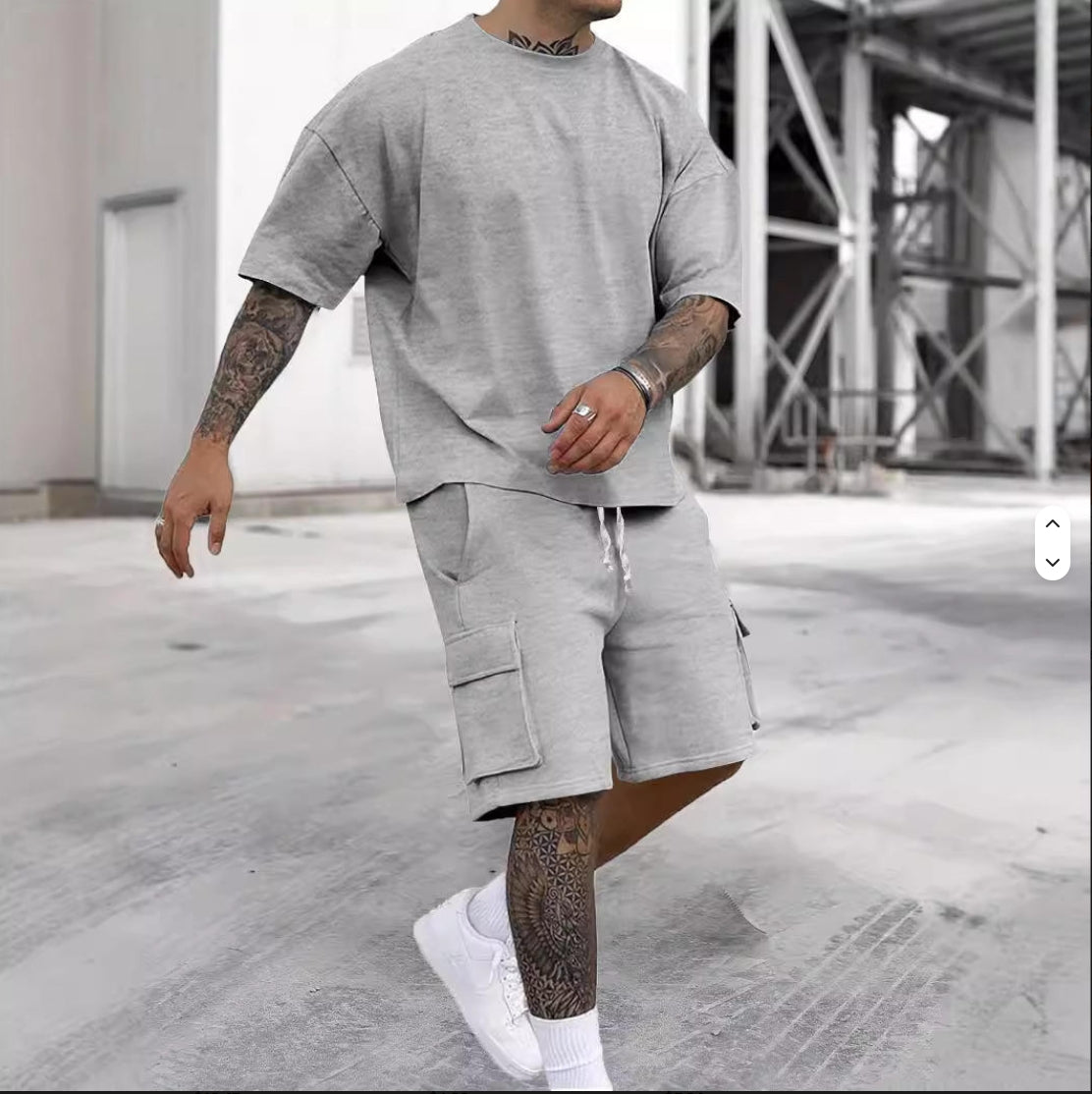 Men's Summer T-Shirt & Shorts Set – Casual Workwear Sports 2-Piece