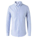 Men's Slim-Fit Striped Long Sleeve Shirt – Korean Style Casual