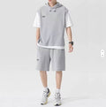Men's Waffle Knit Tracksuit Set – Hooded Pullover Vest & Shorts