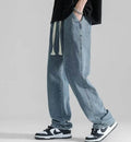 Men's Wide Leg Straight Jeans – Loose Drape Casual Denim Trousers