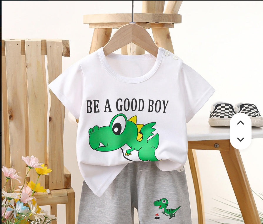 Kids Summer Cotton T-Shirt & Shorts Clothing Set – Boy & Girl Toddler Pajamas