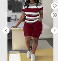 Women's Casual Print T-Shirt & Shorts Knit Set – Summer 2-Piece Outfit