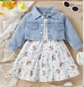 Girls' Floral Dress & Denim Jacket 2-Piece Set