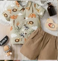 Boys' Safari Animal Print Shirt & Shorts 2-Piece Set
