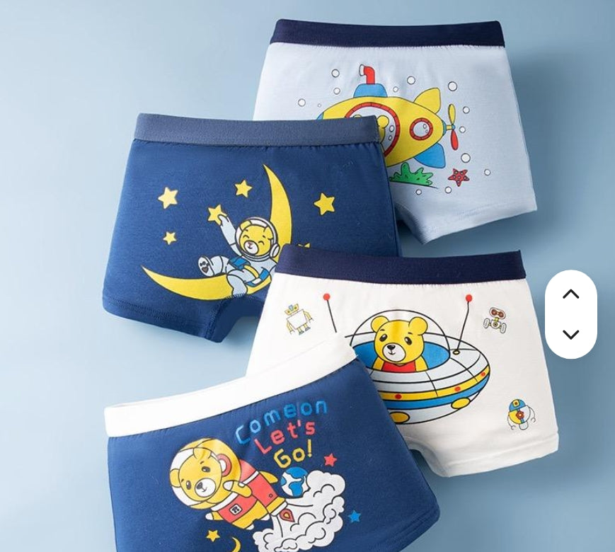 Kids' Animal Print Underwear 4-Pack – Organic Cotton Boys Panties