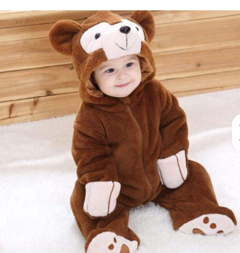 Cute Animal Print Newborn Baby Winter Romper – Thick Warm Infant Clothing
