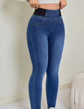Women's Printed Leggings – Imitation Denim Non-Denim Fabric Trousers