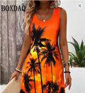 Summer Hawaii 3D Print Beach Dress – Women's Sleeveless Floral Sundress