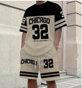 Men's Chicago-Themed Relaxed Two-Piece Set – Printed T-Shirt & Shorts Sports Casual Plus Size