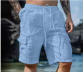Men's Loose White Cargo Shorts – Streetwear Beachwear Workout Pants with Pockets
