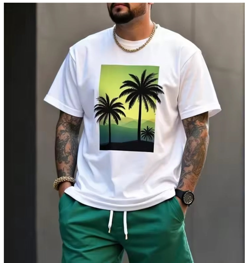Men's Oversized 3D Bear Print Two-Piece Set – Trendy T-Shirt & Beach Shorts