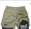 EVERLAST Men's Double Layer Compression Shorts – Quick Dry Basketball Gym Fitness Pants
