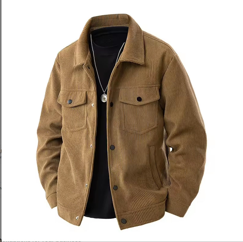 Men's Autumn Denim Jacket – Windproof Eco-Friendly Coat with Turn-Down Collar