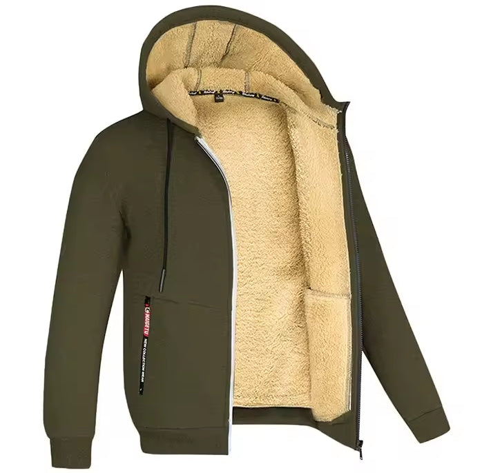 Men's Casual Winter Coat – Loose Velvet Cashmere Hoodie Cardigan Jacket