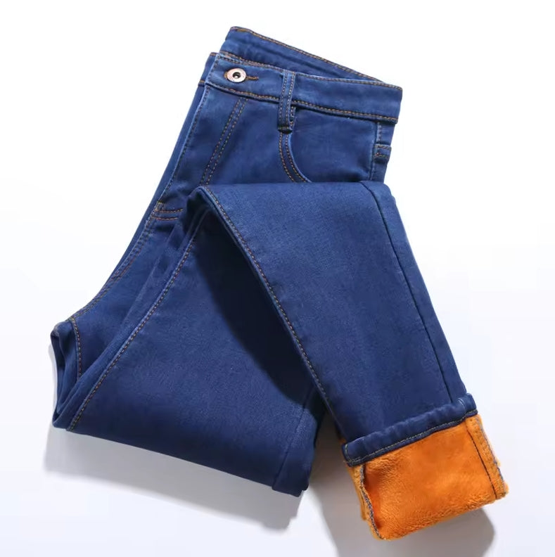 Women's Fleece Lined Skinny Jeans – Thick Stretch Slim Pencil Denim Leggings