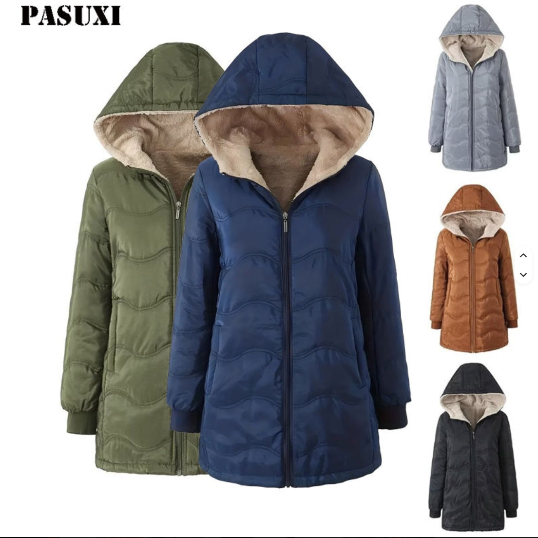 Women's Slim Fit Hooded Fleece Winter Jacket – Long Sleeve Warm Coat