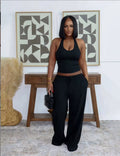 Women's 2-Piece Halter Tank Top Lounge Set – Loose Casual Summer Outfit