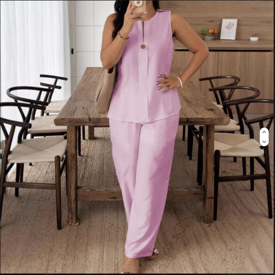 Women's Sleeveless Solid Top & Wide Leg Pants – Loose Casual Spring Summer Outfit