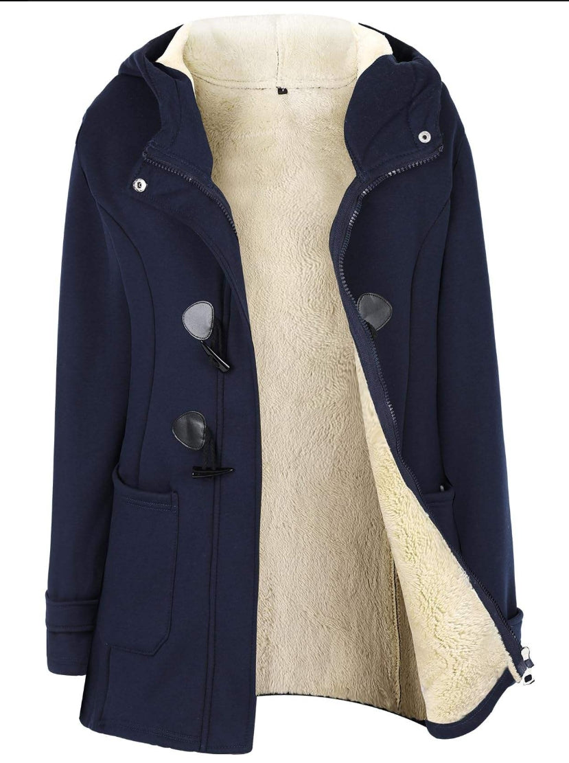 Women's Winter Parka Jacket – Thicken Fleece Cotton Slim Hooded Zipper Coat