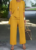Women's Plus Size 3-Piece Matching Tracksuit Set – Slimming Casual Spring Autumn Outfit