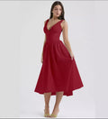 Women's Slim Fit Printed V-Neck Slip Dress – Elegant European Style Summer Dress