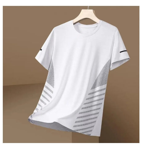Men's Summer Quick-Dry Mesh T-Shirt – Contrast Color, Plus Size