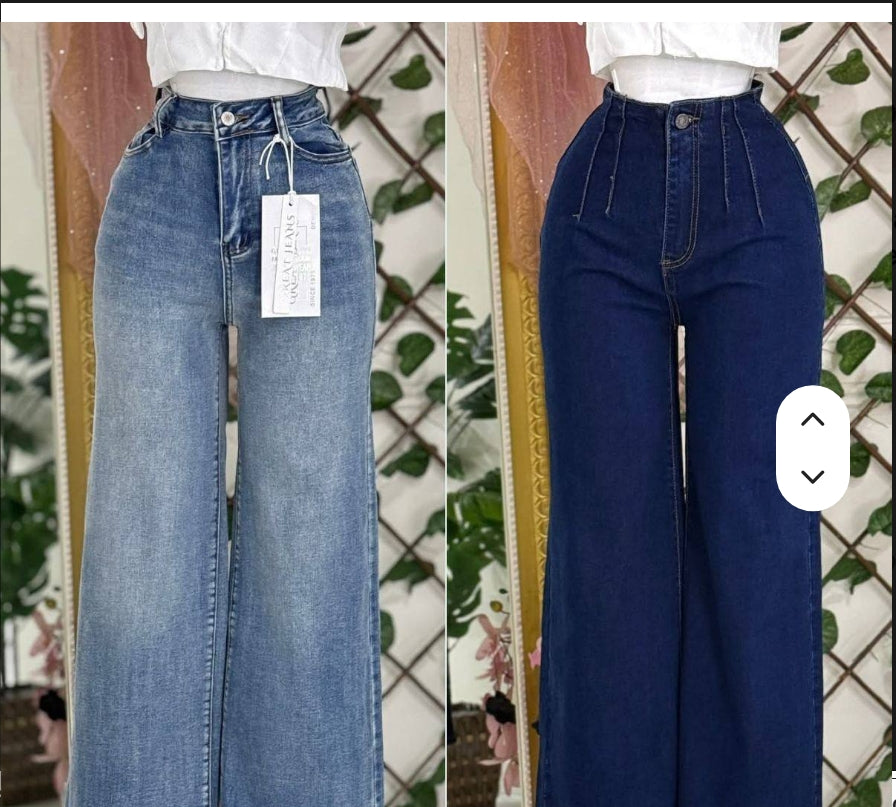 Women's Girlfriend-Style Wide-Leg Denim Jeans – Loose Fit