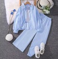 Girls' 2026 Spring Two-Piece Set – Long-Sleeve Shirt & Wide-Leg Pants Stripe Pattern Softened Children's Clothing