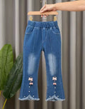 Kids Girls' Floral Cartoon Denim Jeans – Graffiti Print Long Pants with Holes Spring Autumn Casual Trousers