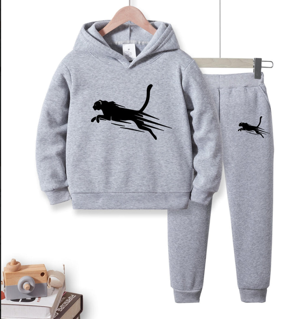Children's Animal Print Padded Sweater Suit – Boys & Girls Casual Minimalist Spandex Autumn Winter 2025
