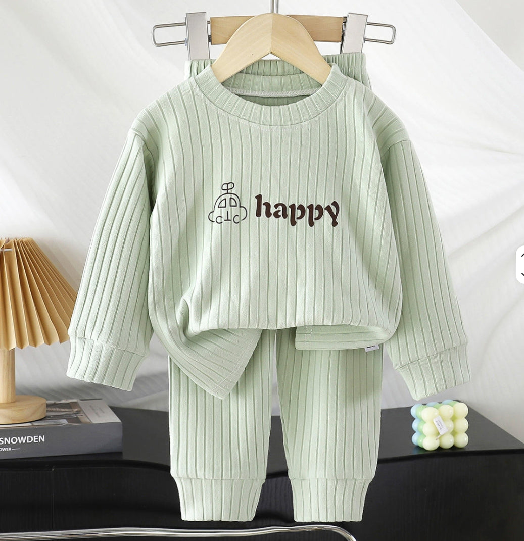 Children's Animal Print Padded Sweater Suit – Boys & Girls Casual Minimalist Spandex Autumn Winter 2025