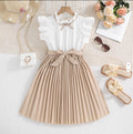 Teenage Girls Princess Dress – Ruffle Short Sleeve Patchwork Pleated Kids Summer Dress