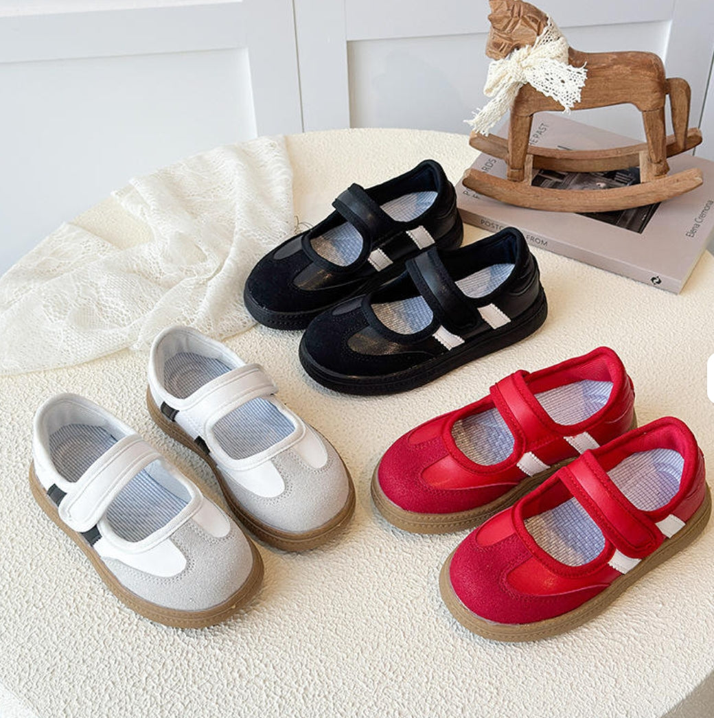 Children's Unisex Leather Patchwork Board Shoes – Soft Sole Velcro Ankle High Casual Spring Autumn