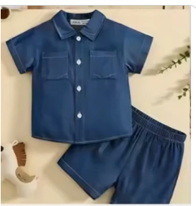 Boys' Navy Blue Shirt & Shorts 2-Piece Set